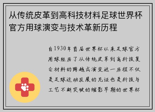 从传统皮革到高科技材料足球世界杯官方用球演变与技术革新历程