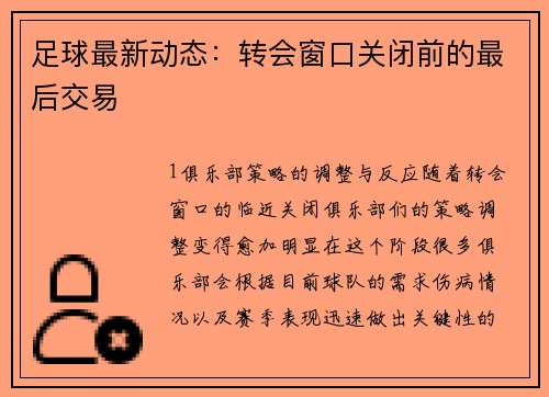 足球最新动态：转会窗口关闭前的最后交易